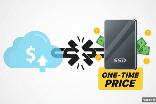 Cloud storage with dollar sign versus external hard drive comparison