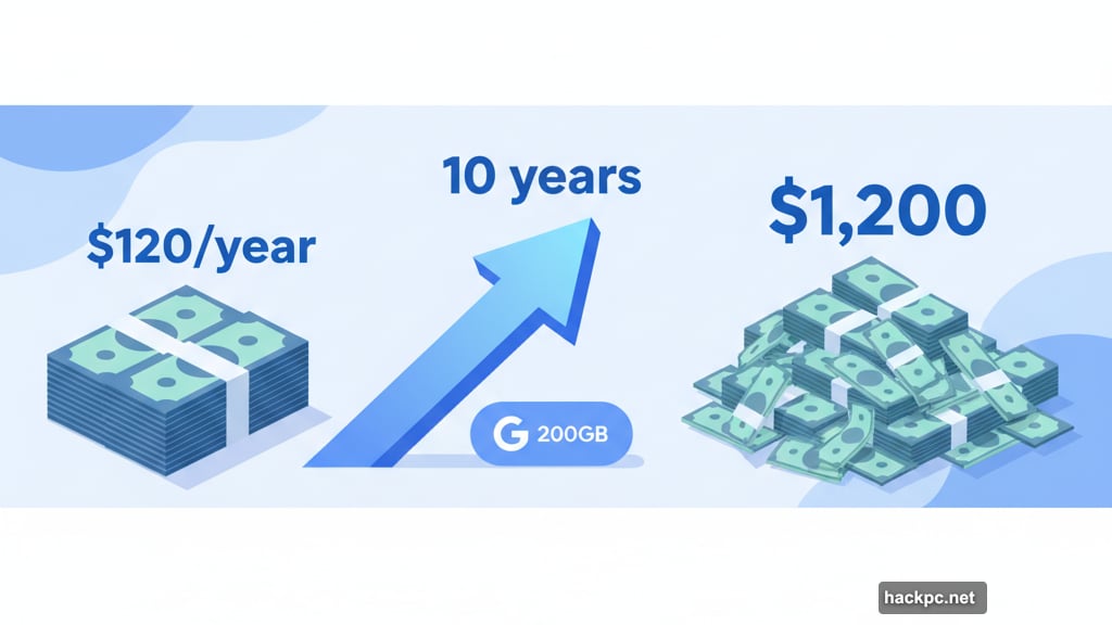 Monthly subscription costs become twelve hundred dollars over ten years