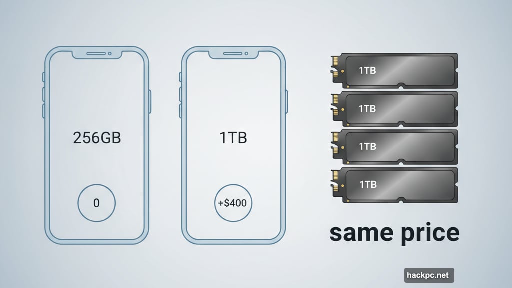 Four one-terabyte solid-state drives cost less than phone upgrade