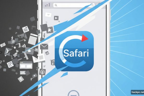 iPhone with Safari browser clearing cache debris in 60 seconds