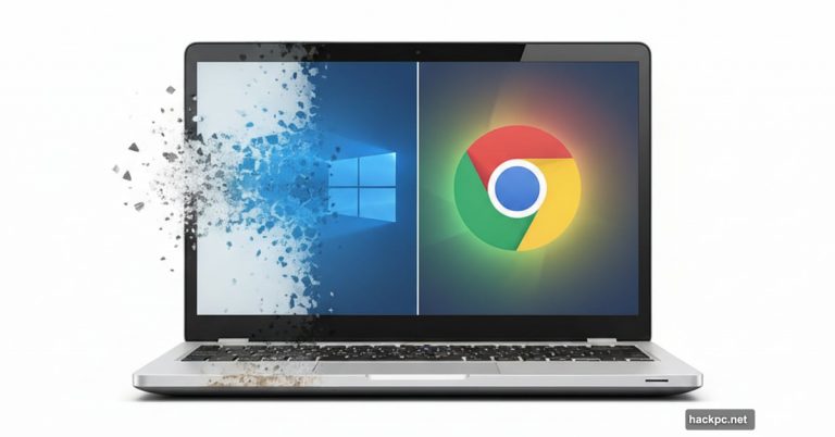 Old Windows 10 laptop transforming into ChromeOS Flex device