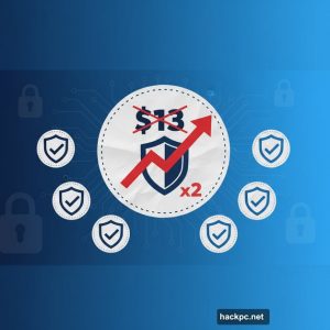 Large price tag showing VPN costs doubling surrounded by five recommended provider shields