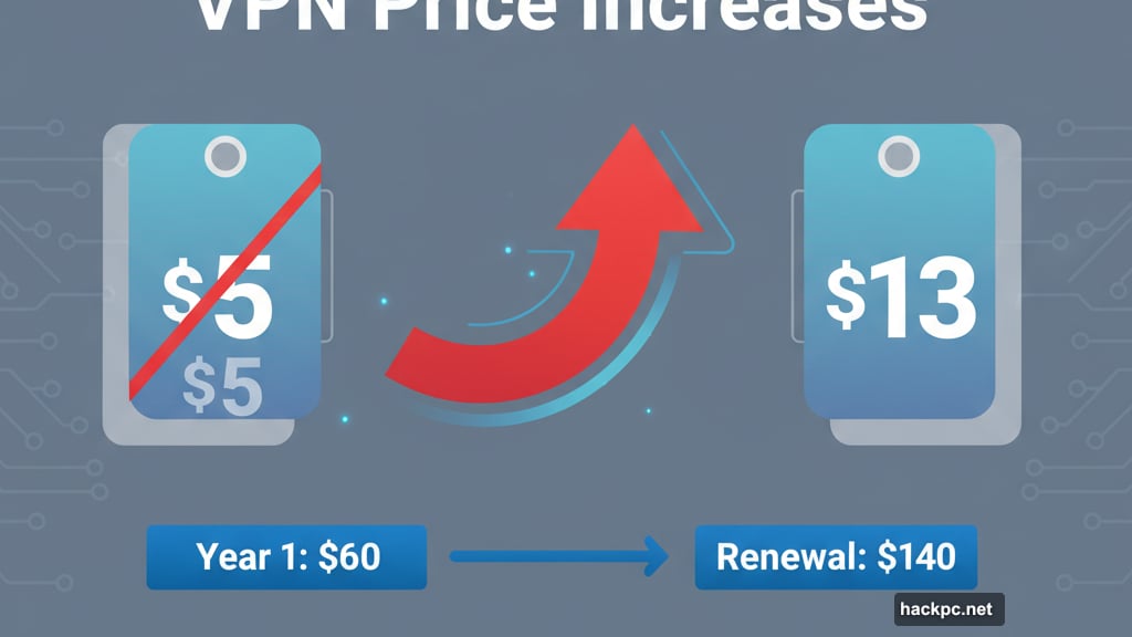 VPN prices climbing from five dollars to thirteen dollars monthly