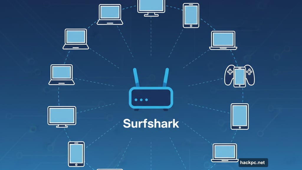 Surfshark allows unlimited simultaneous connections across all devices