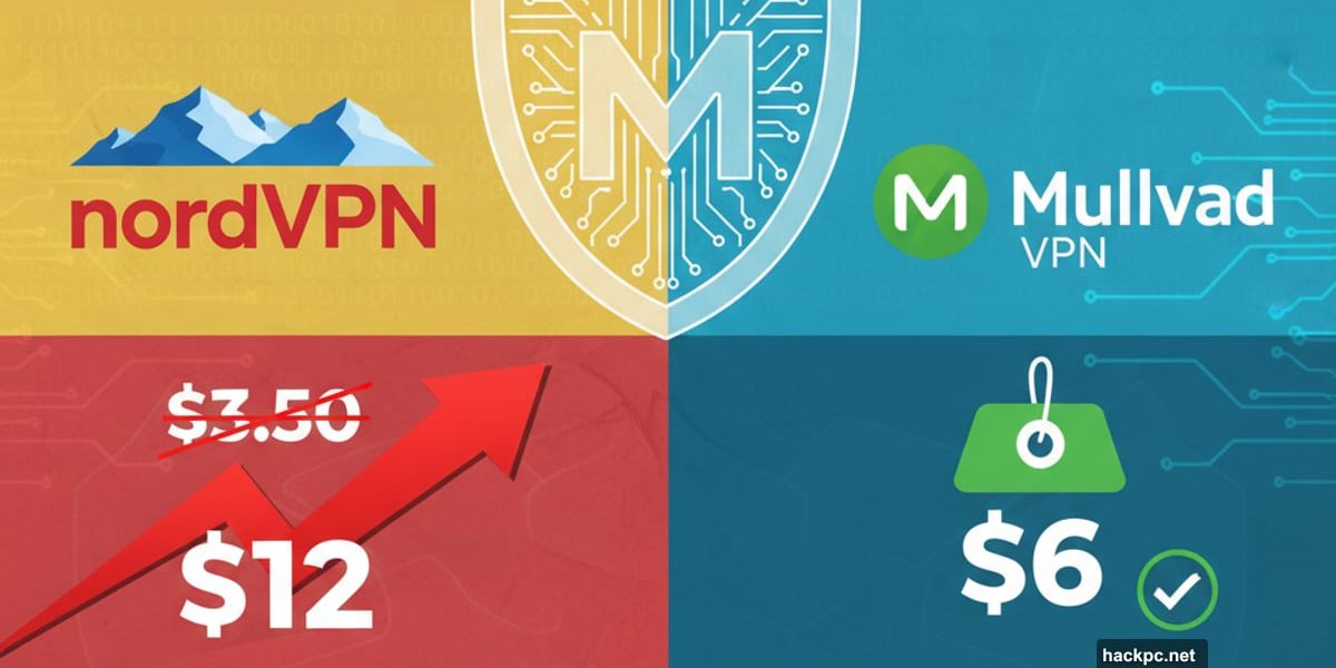 NordVPN price increase versus Mullvad's flat rate VPN pricing comparison