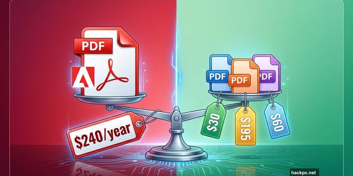 Adobe Acrobat versus cheaper PDF editing alternatives price comparison visual