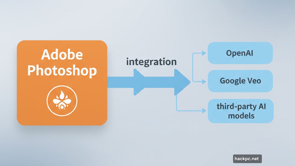 Adobe integrates competitor AI models including Google and OpenAI into Photoshop