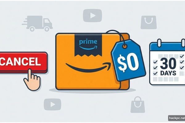 Amazon Prime box with zero dollar tag and cancel button