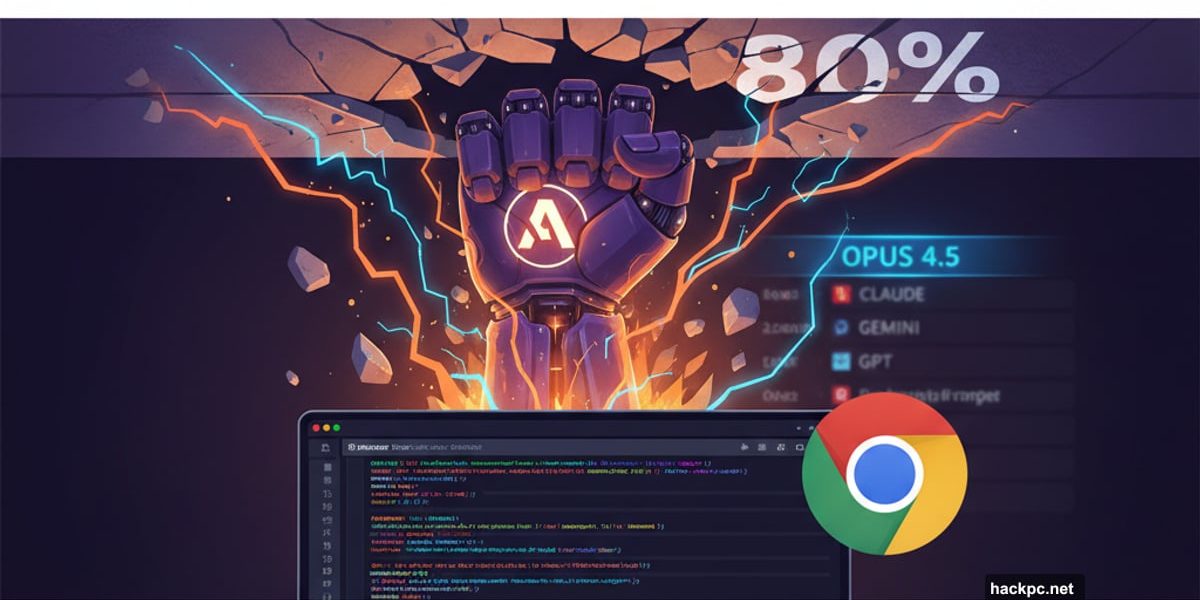 Anthropic Opus 4.5 breaking through 80% benchmark ceiling with Chrome integration
