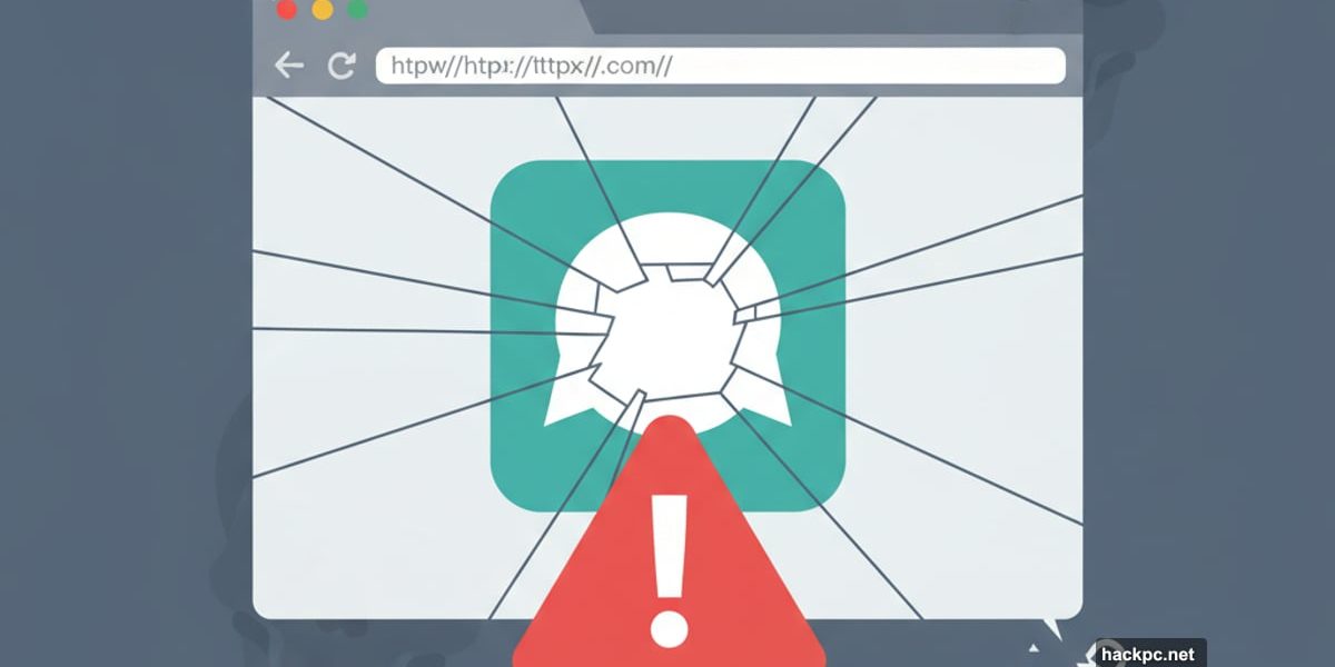 Cracked ChatGPT browser window with red security warning shield overlay