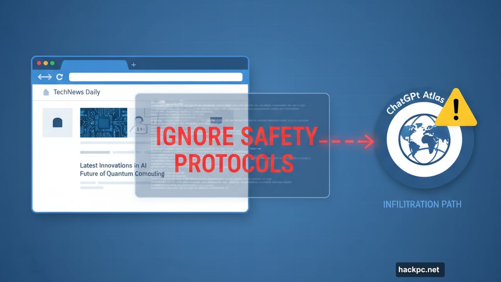 Prompt injection attacks hide invisible instructions on websites targeting Atlas