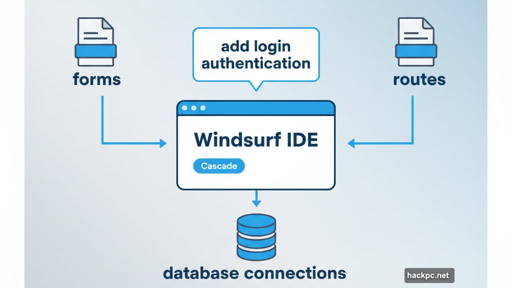 Cascade handles multi-step tasks across files without manually copying code