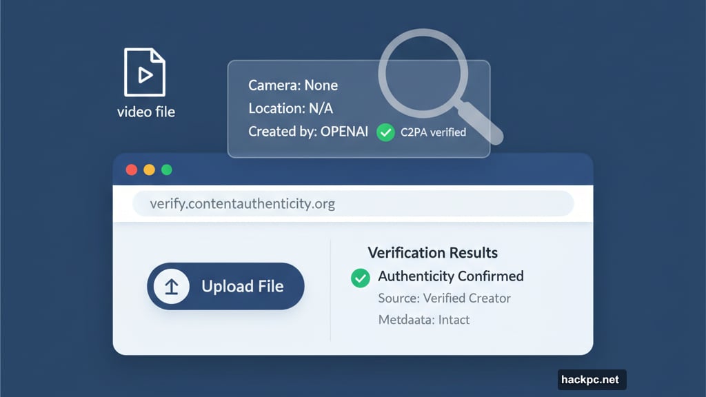 Coalition for Content Provenance and Authenticity metadata verification process