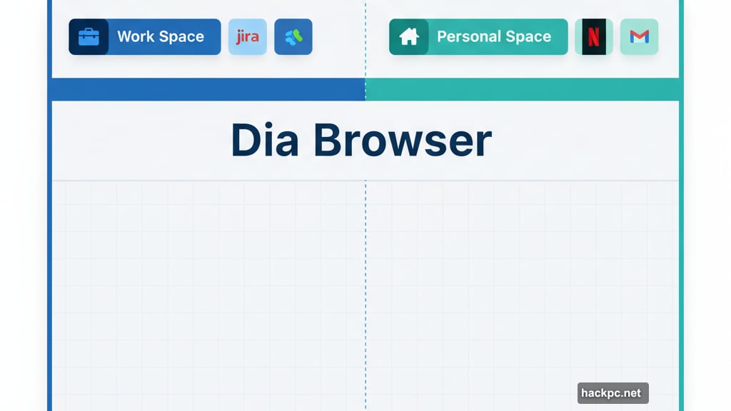 Spaces feature separates work and personal browsing with themes