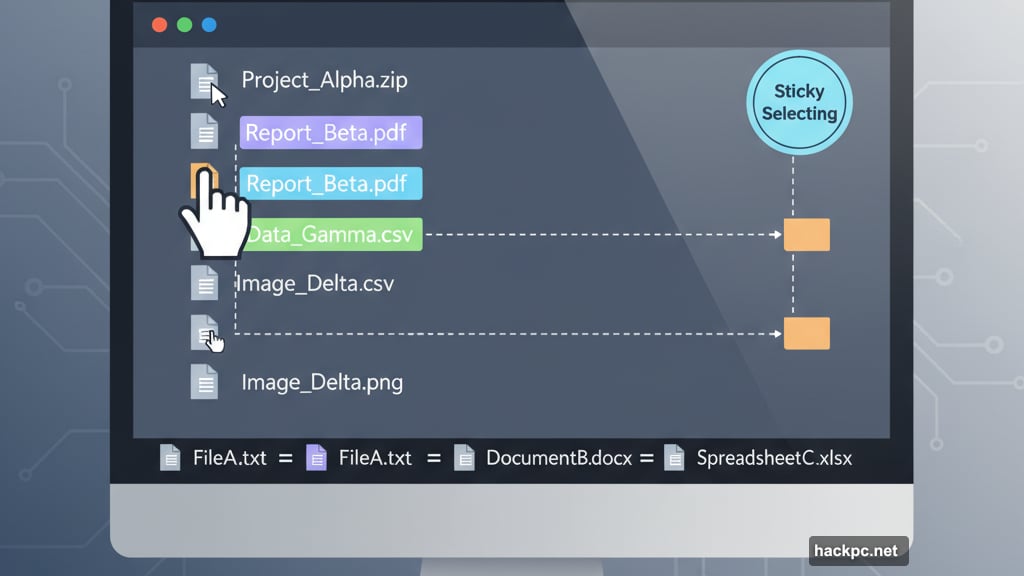 Sticky Selecting grabs multiple files without accidentally deselecting everything