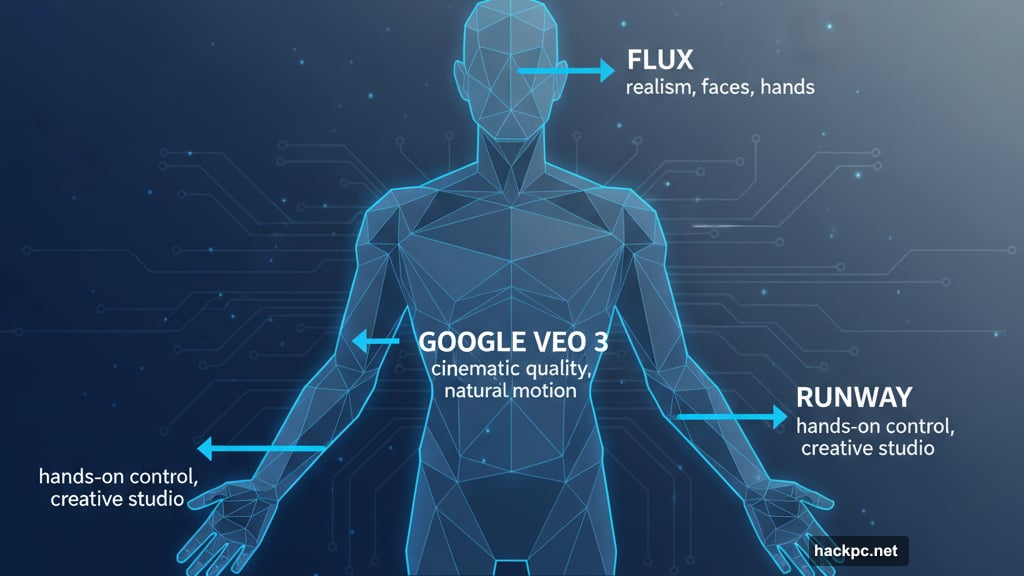 Each AI model excels at specific creative tasks