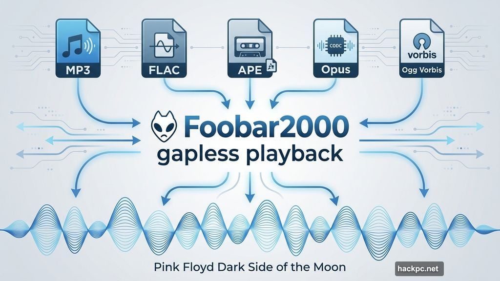 Format support for FLAC APE Opus with gapless playback