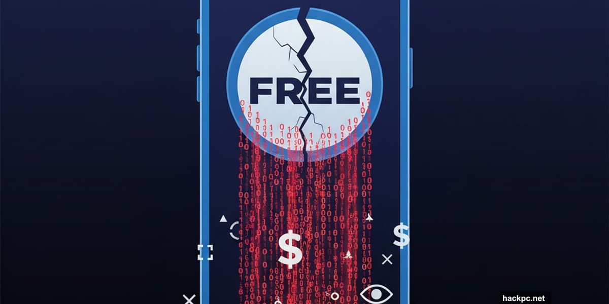 Cracked free VPN shield on smartphone bleeding user data streams