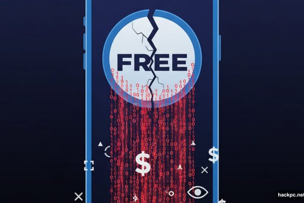 Cracked free VPN shield on smartphone bleeding user data streams