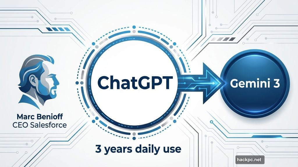 Salesforce CEO switched from ChatGPT to Gemini 3 after three years