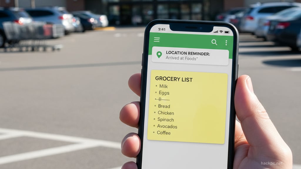 Location reminders notify you when arriving at specific places