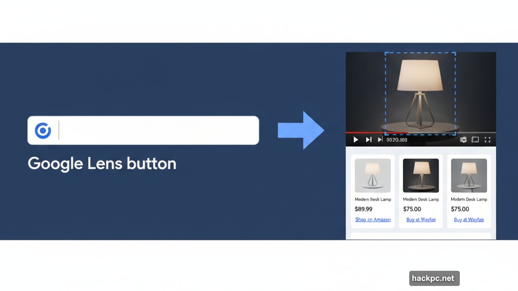 Google Lens button in Chrome address bar enables visual shopping