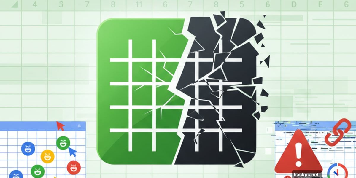 Google Sheets logo split showing working versus struggling performance