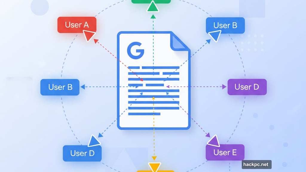 Multiple people edit the same Google Doc simultaneously in real-time