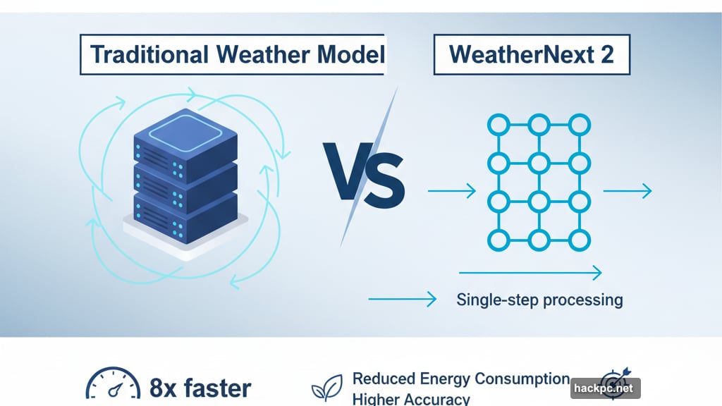WeatherNext 2 processes weather data in single step versus traditional models