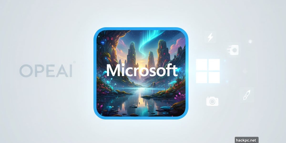 Microsoft logo generating AI images, moving away from OpenAI dependency