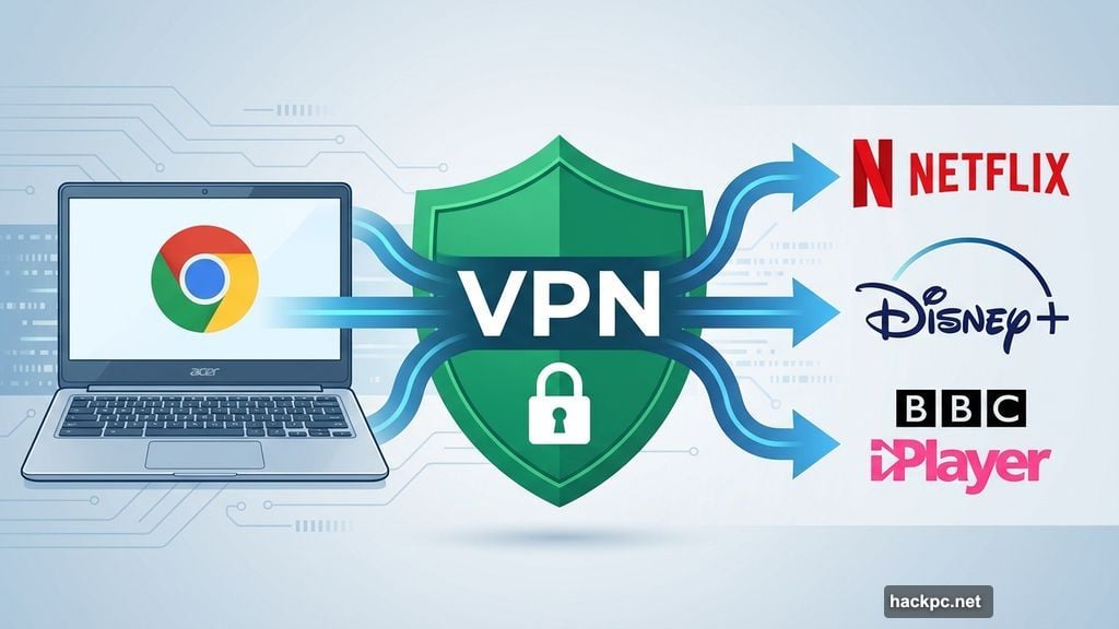 VPN unblocking Netflix and streaming services on Chromebooks