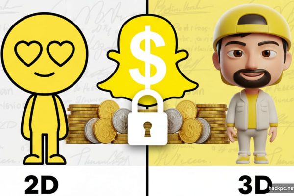 Snapchat 2D versus 3D Bitmoji comparison with paywall dollar sign
