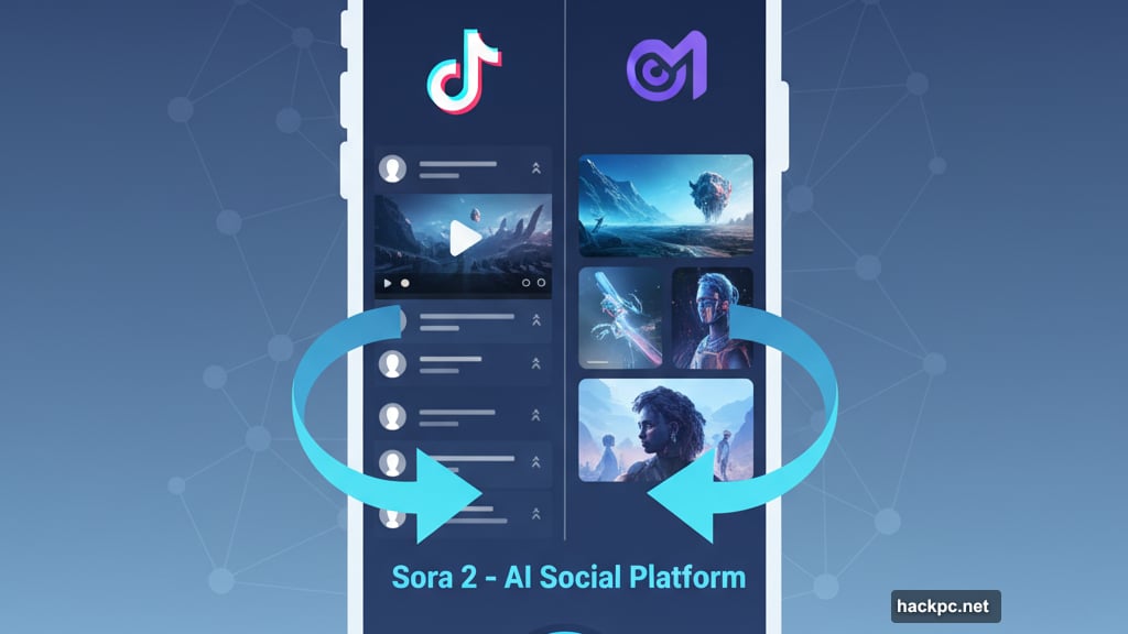 Sora combines TikTok social feed with Midjourney AI generation