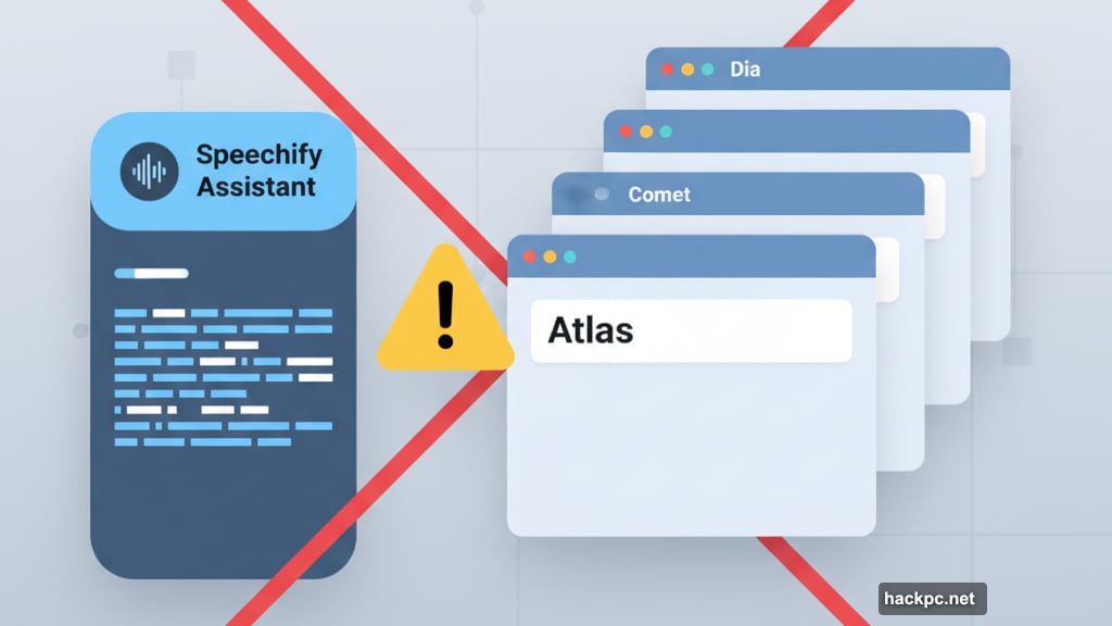 Speechify sidebar conflicts with Atlas, Comet, and Dia AI browsers