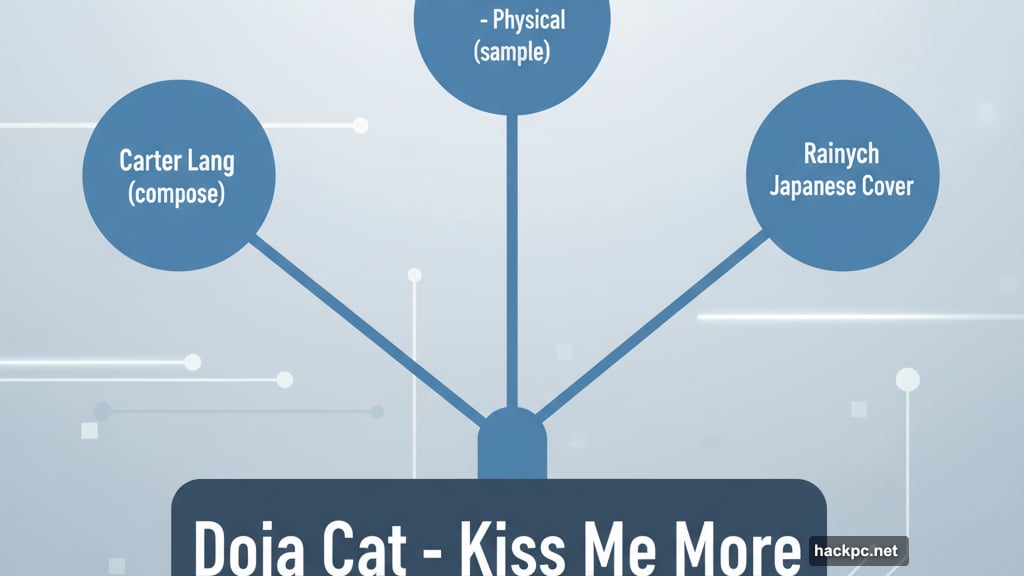 Musical family tree showing samples covers and collaborators connected