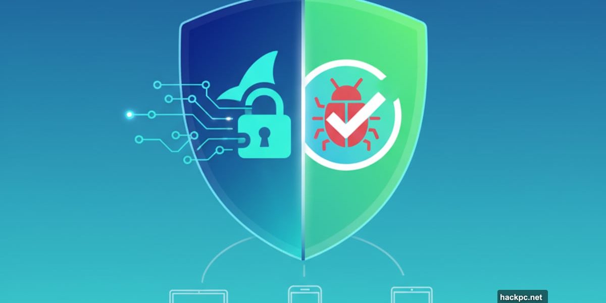 Surfshark VPN and antivirus protection combined in unified shield symbol