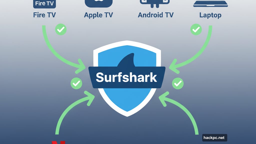Surfshark unblocks streaming platforms across Fire TV Apple TV devices