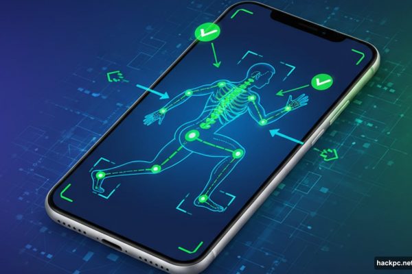Smartphone displaying AI motion tracking analyzing workout form in real-time