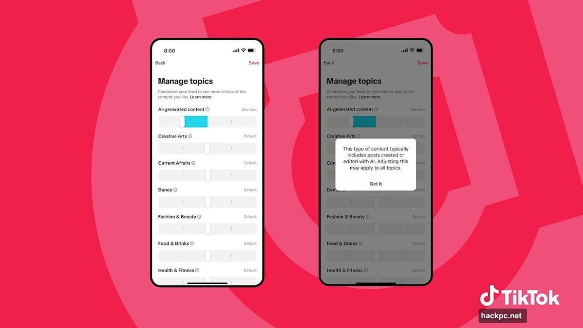 TikTok see less toggle adjusts For You feed algorithm