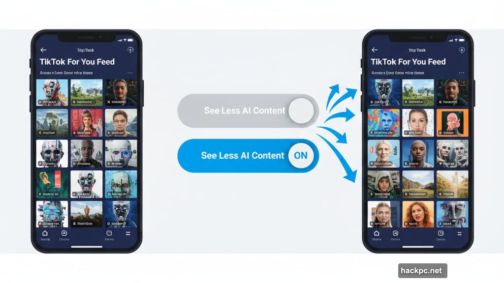 TikTok's new toggle to show less AI-generated content in feeds