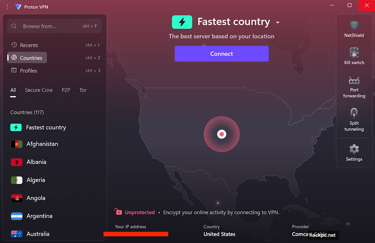 VPN creates secure encrypted tunnel between device and server