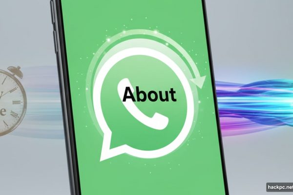 WhatsApp phone displaying revived About status feature with refresh symbol