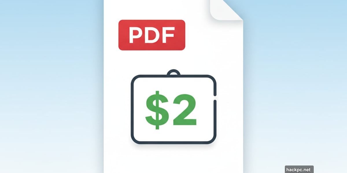 PDF document with two dollar price tag and editing tools