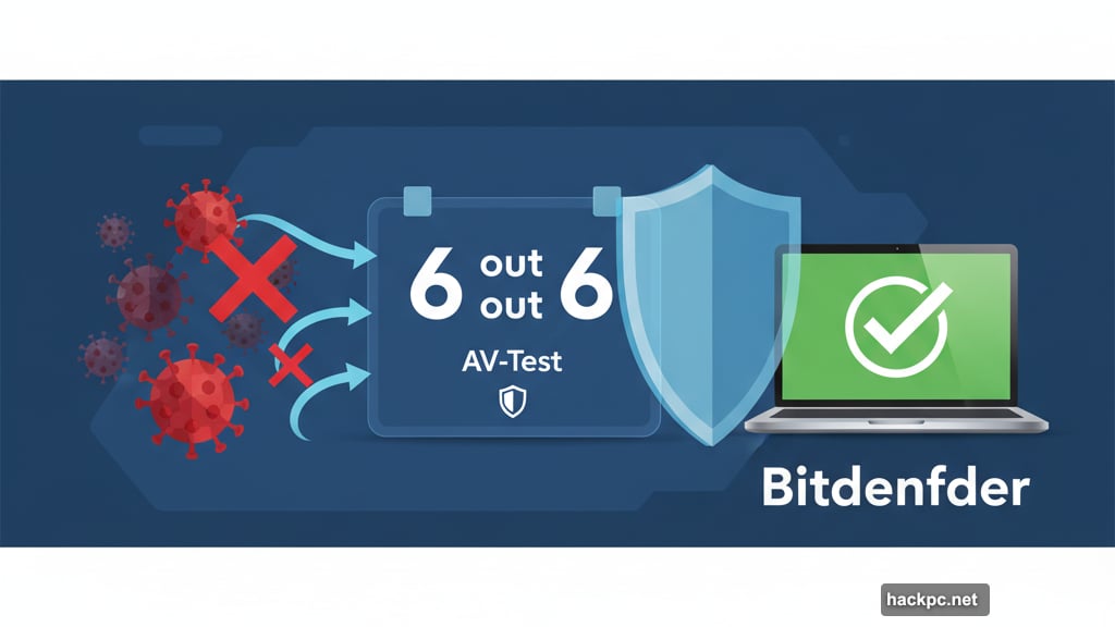 Bitdefender Antivirus Free Edition scores 6 out of 6 on AV-Test