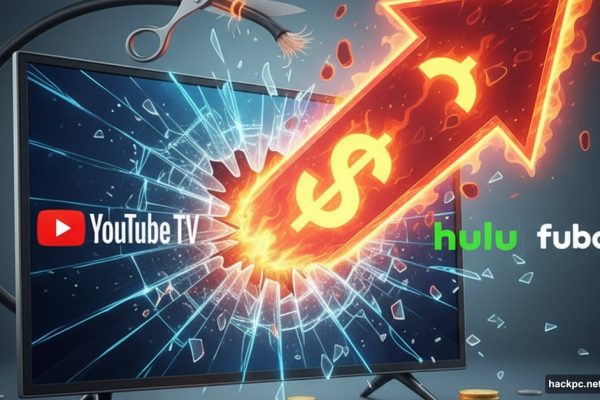 Streaming costs rising to $90 breaking through TV screen with service logos