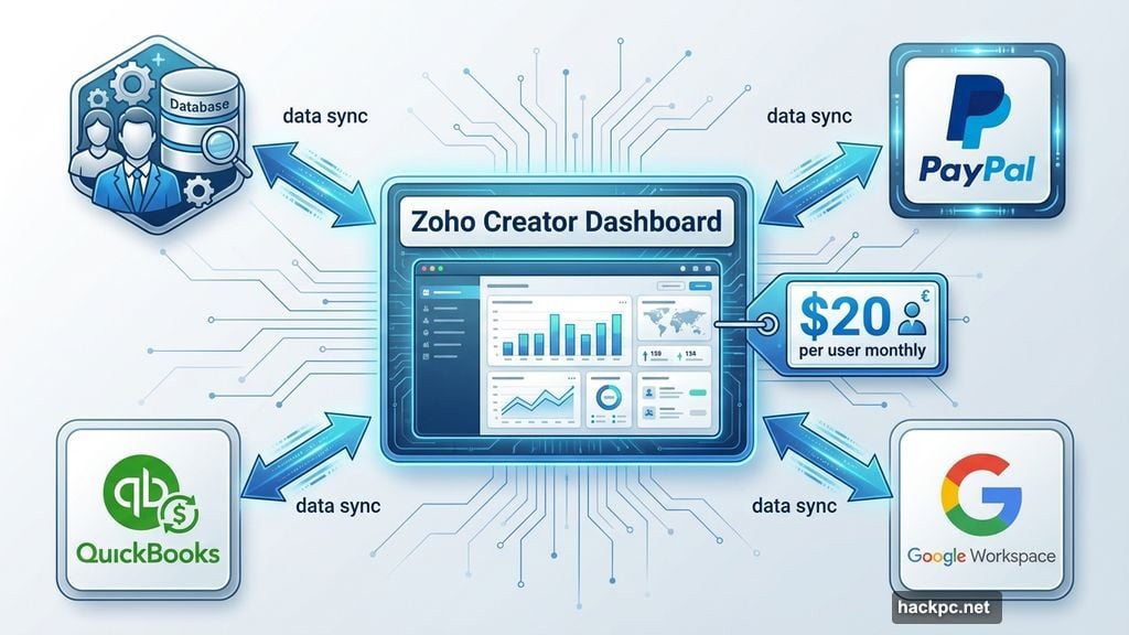 Zoho Creator connects CRM accounting software and inventory system
