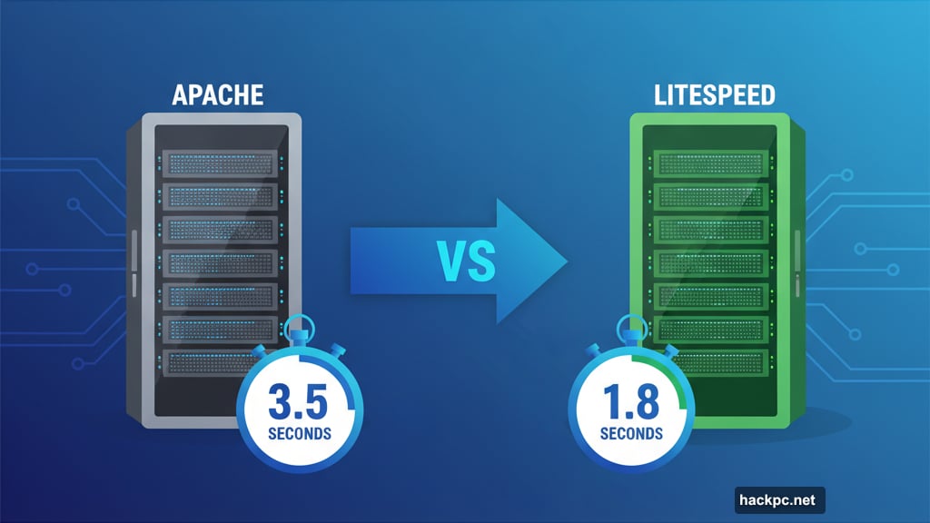 LiteSpeed servers process requests faster than traditional Apache servers