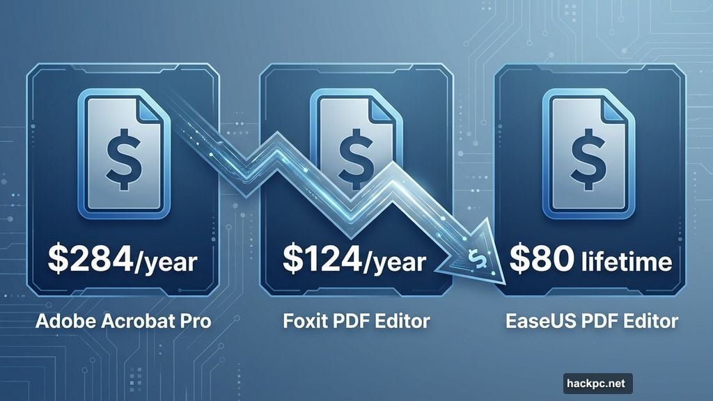 Budget PDF editors cost significantly less than Adobe Acrobat Pro