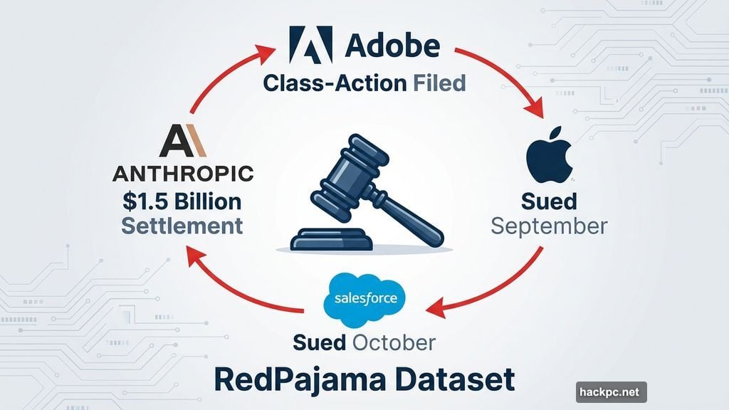 Tech giants Adobe Apple Salesforce Anthropic facing lawsuits over pirated training data