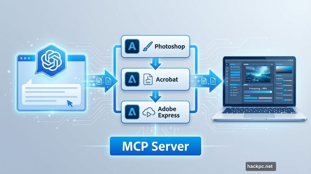 ChatGPT accesses Photoshop Acrobat and Adobe Express through MCP server